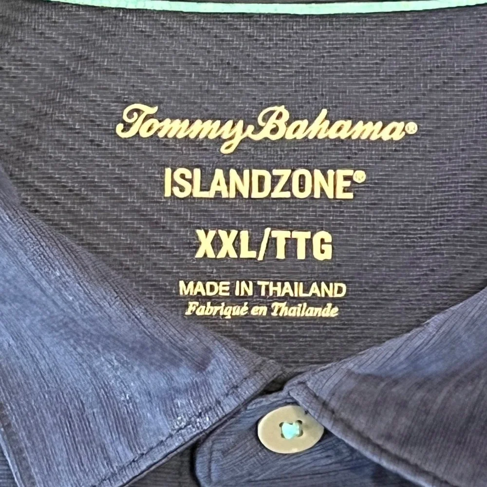Tommy Bahama Polo Shirt Mens XXL Navy Island Zone Palm Coast Performance
